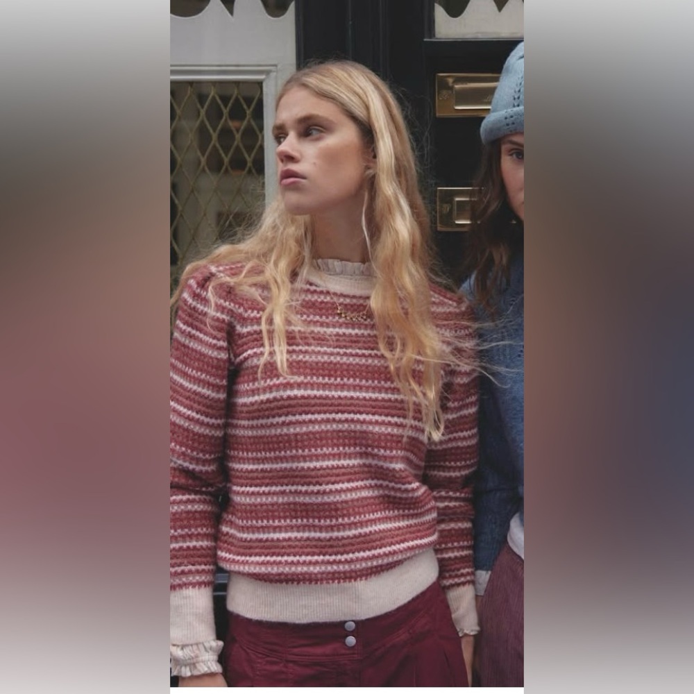 Hoss Intropia Anthropologie Striped Red and White Sweater